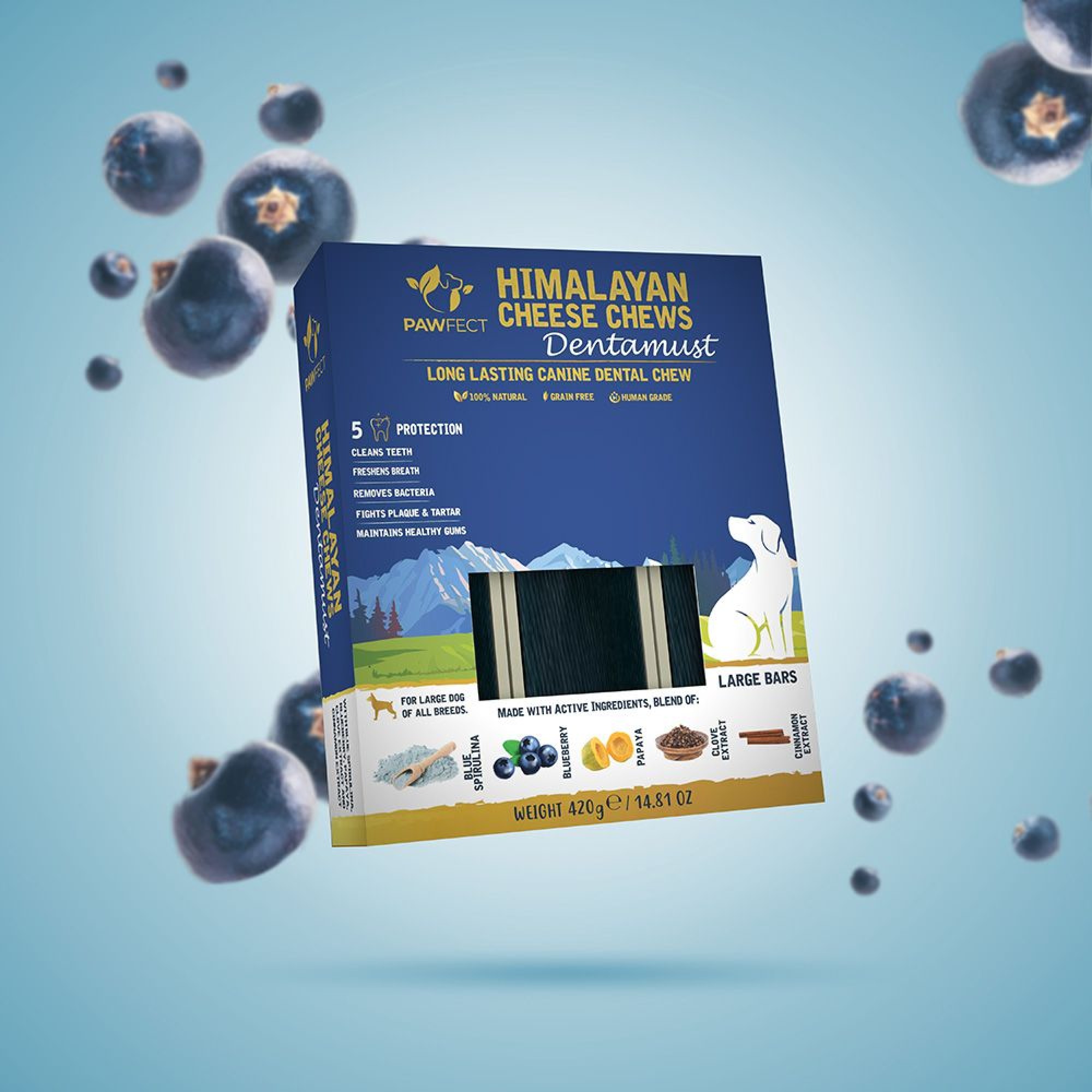 Pawfect Dentamust Bars Blauwe bessen Large 420 gr.