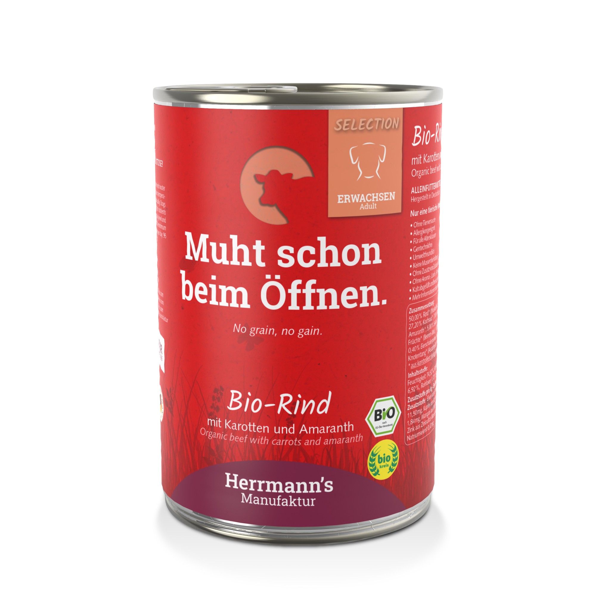 Herrmann's Bio Adult hond Rund met wortel 400 gr.