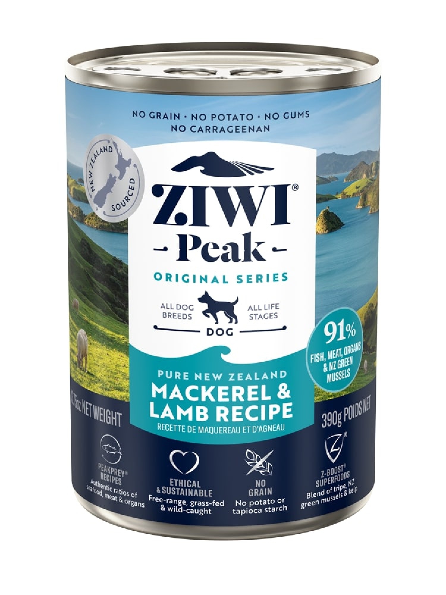 Ziwi Peak natvoeding voor de hond Makreel&lam 390 gr.