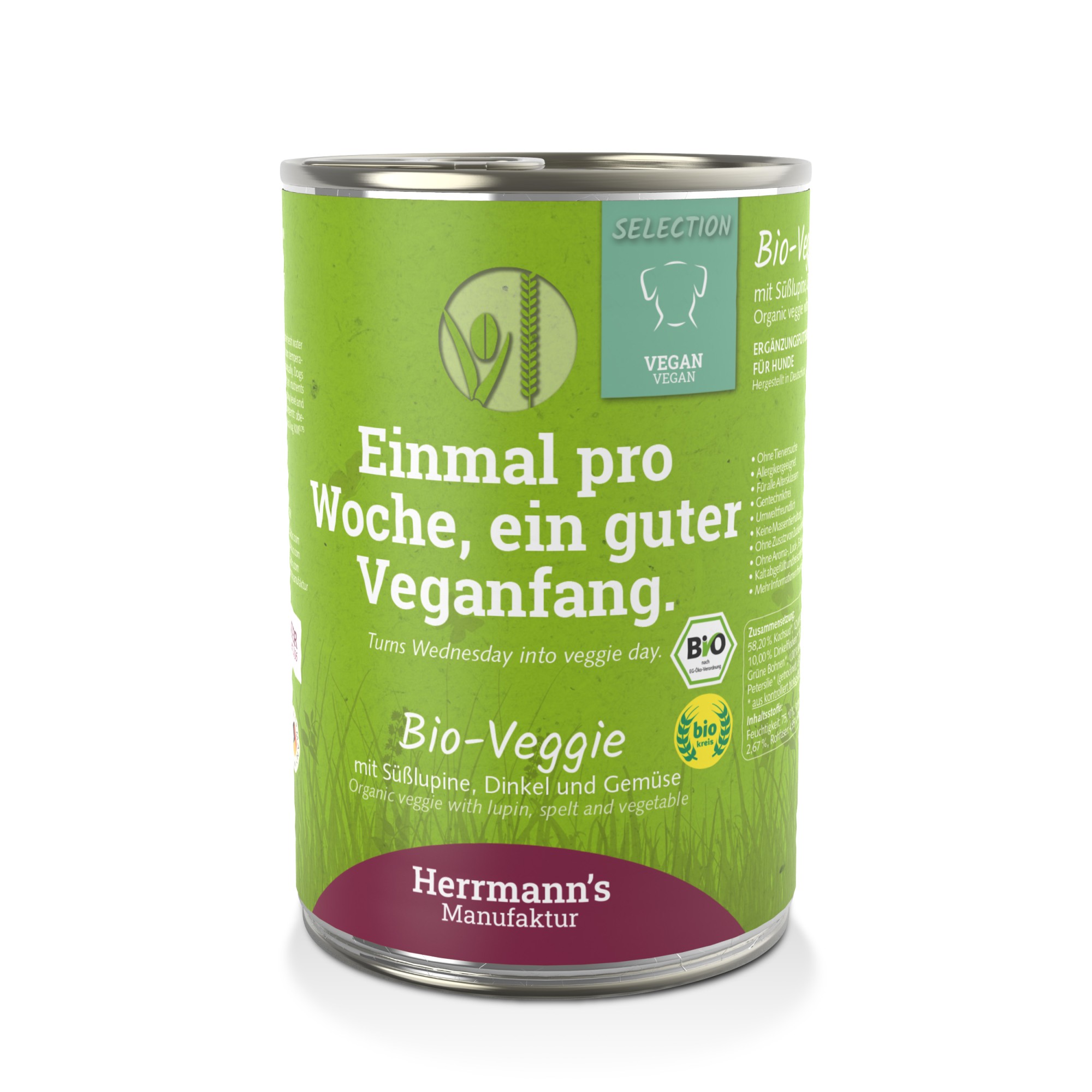 HERRMANNS Herrmann's Bio Light hond Veggie met witte zoete lupine 400 gr. - per 6 stuks