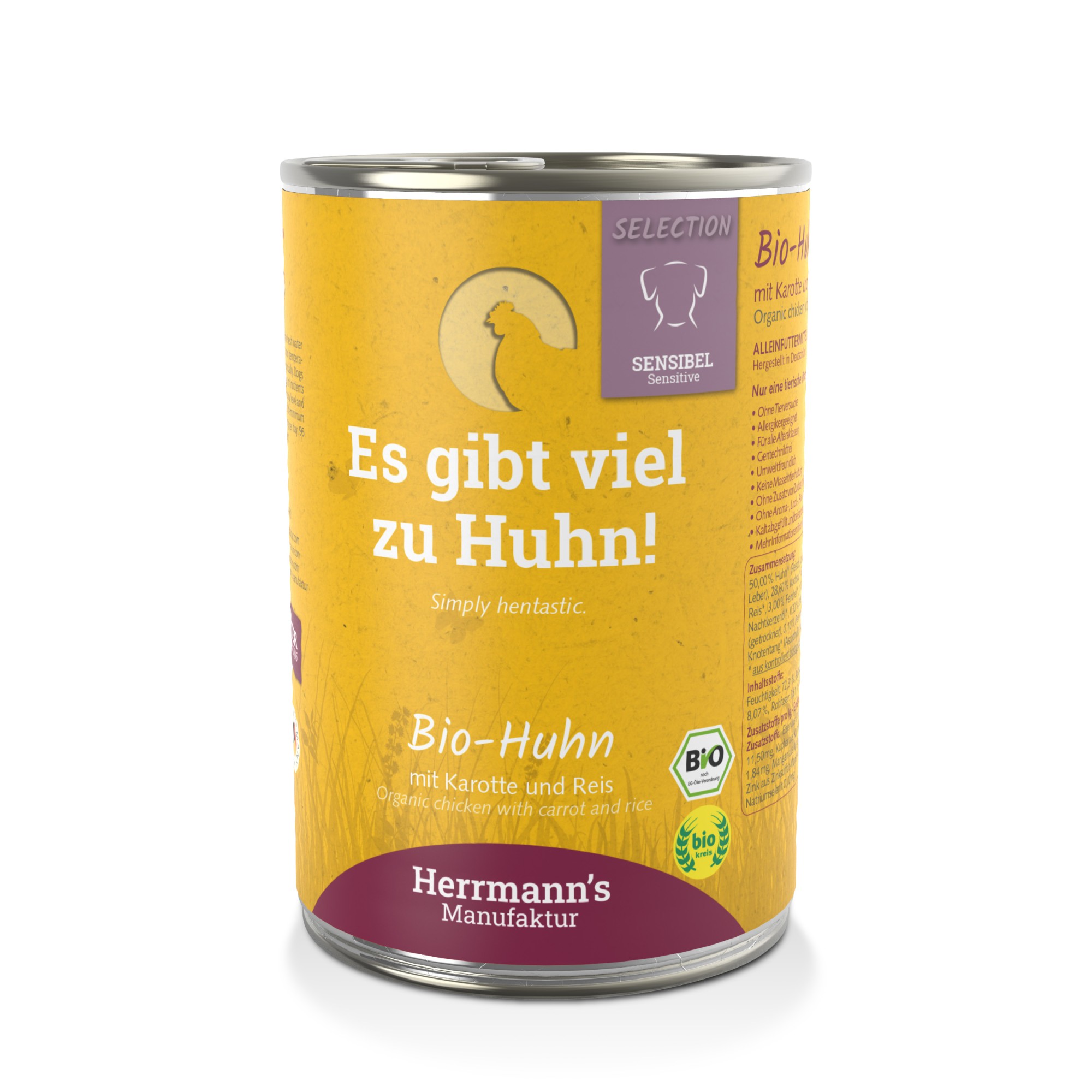 Herrmann's Bio Sensitive hond Kip met wortel 400 gr. - per 6 stuks