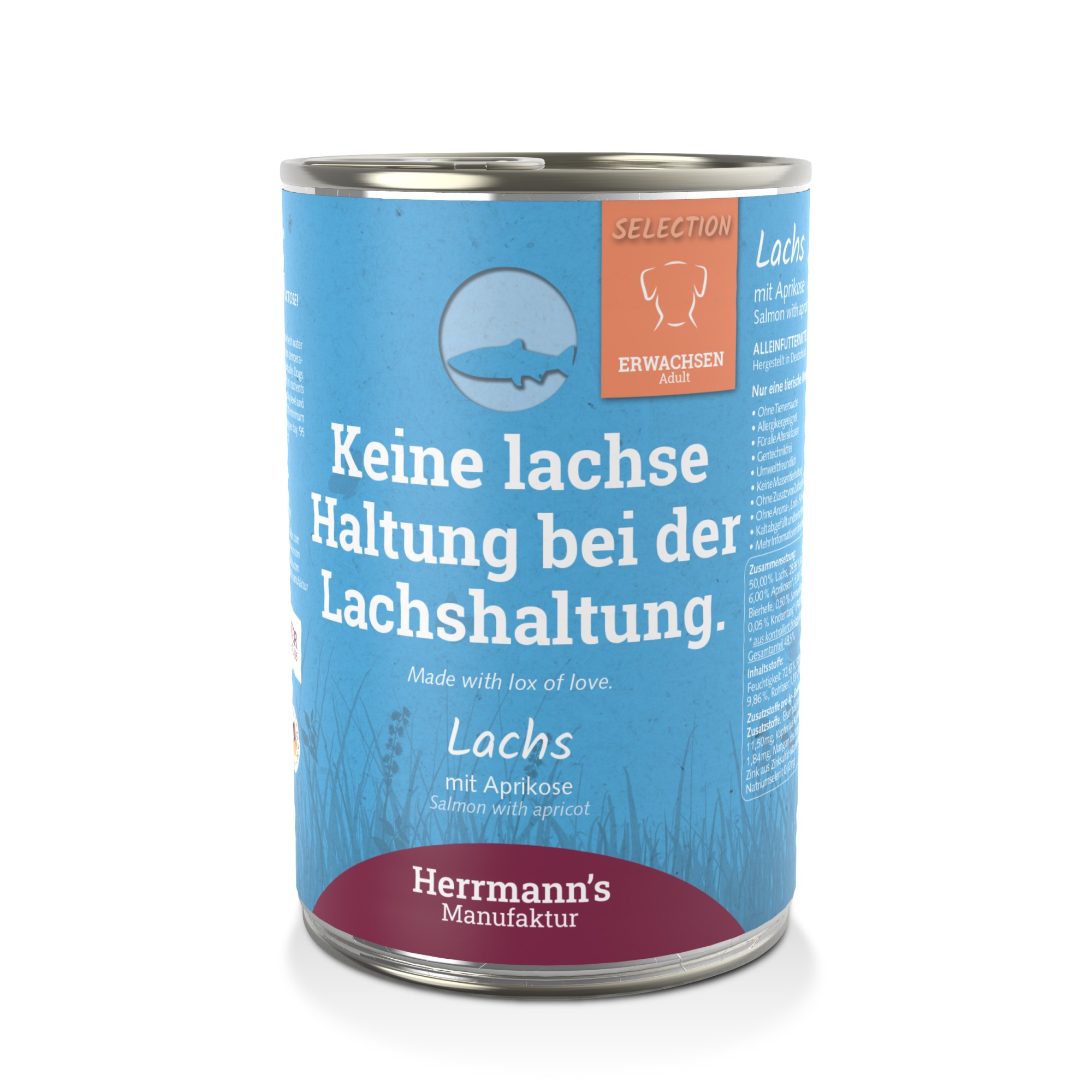 HERRMANNS Herrmann's Adult hond Zalm met abrikoos 400 gr. - per 6 stuks
