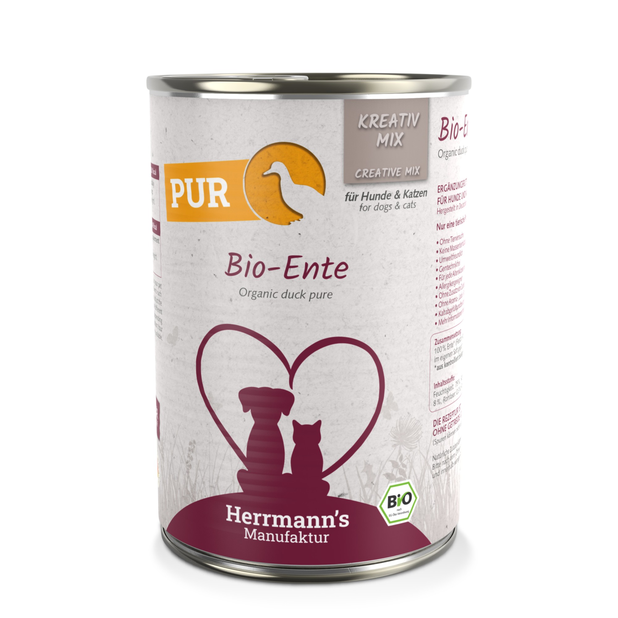 HERRMANNS Herrmann's Bio Puur Eend 400 gr. - per 6 stuks