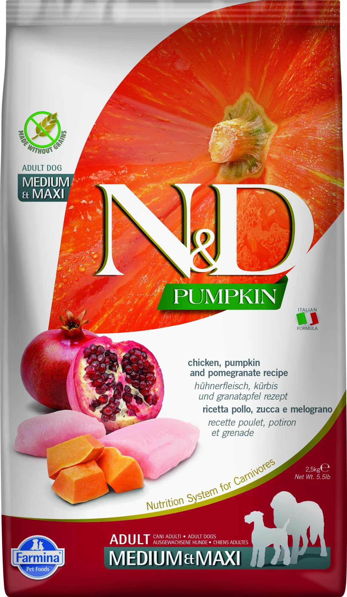 N&D Pumpkin hondenvoeding Kip medium/maxi 2,5 kg