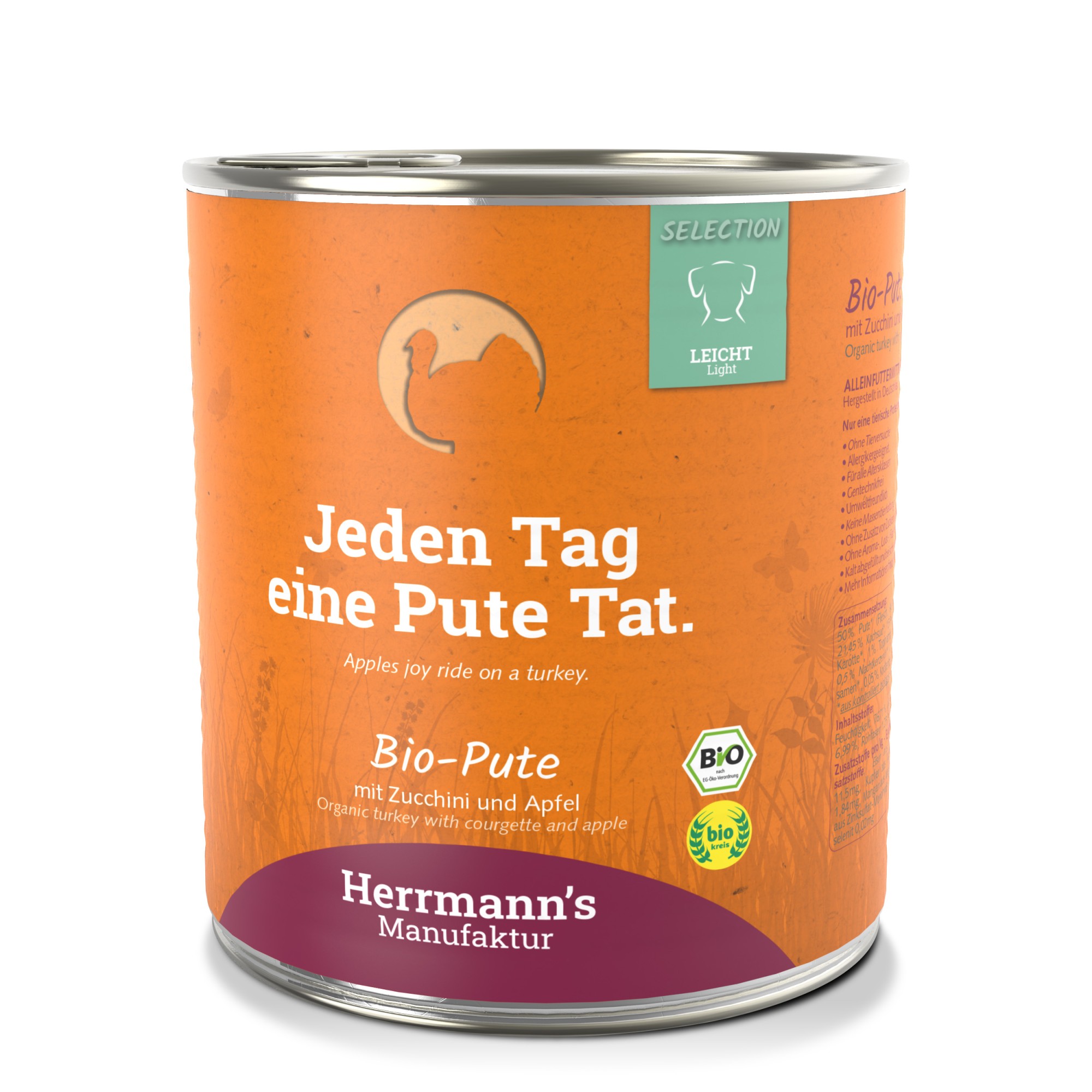 Herrmann's Bio Light hond Kalkoen met courgette 800 gr. - per 6 stuks