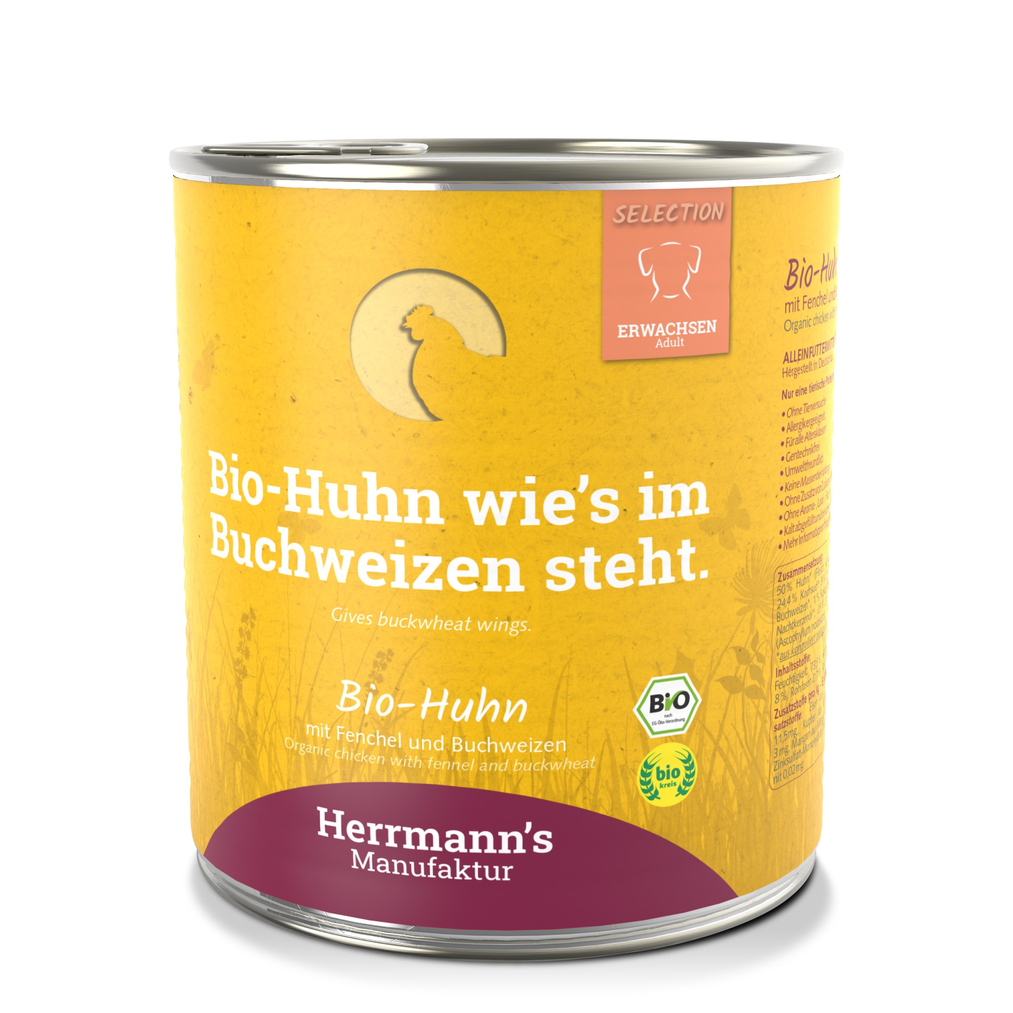 Herrmann's Bio Adult hond Kip met venkel 800 gr. - per 6 stuks