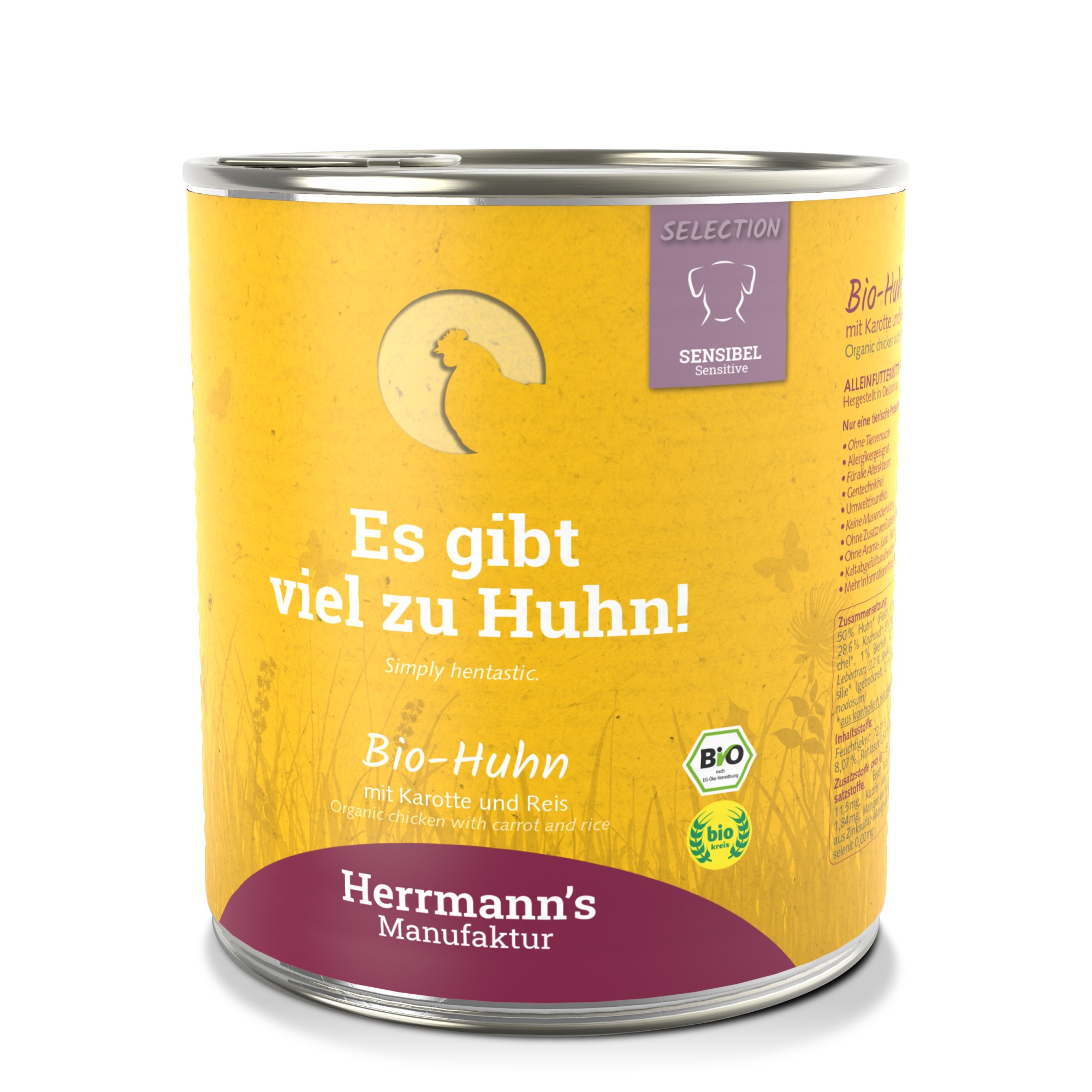 Herrmann's Bio Sensitive hond Kip met wortel 800 gr. - per 6 stuks