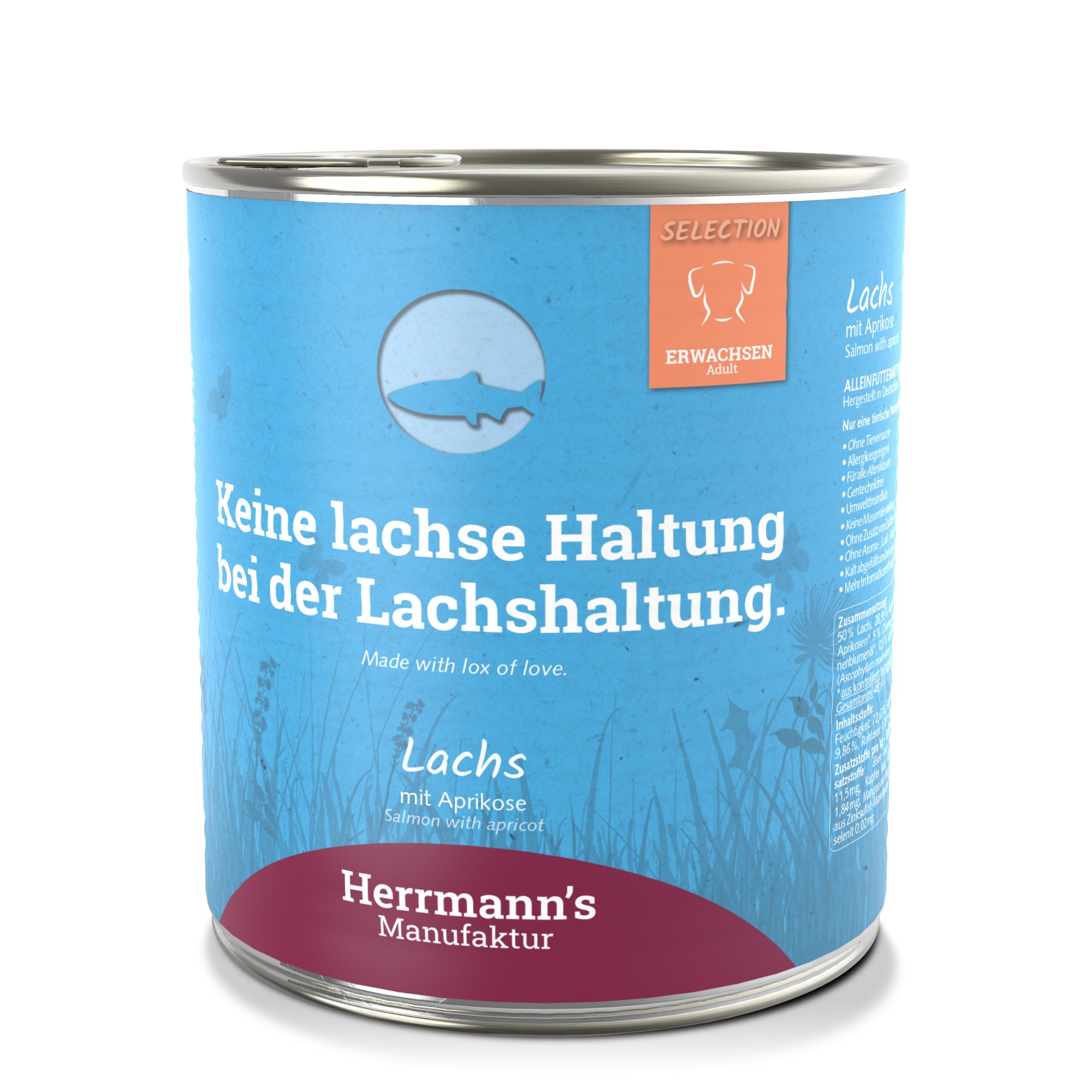 Herrmann's Adult hond Zalm met abrikoos 800 gr. - per 6 stuks