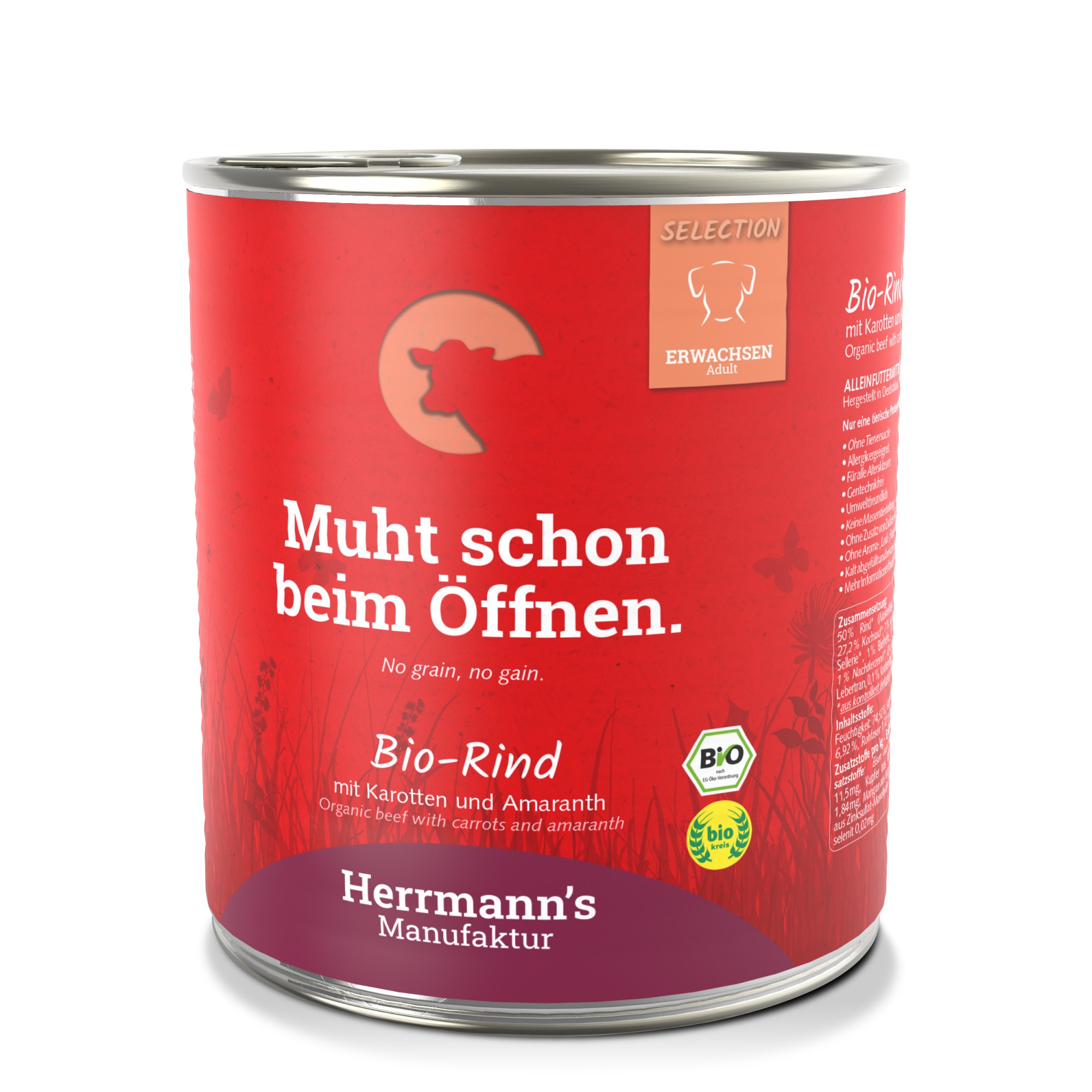 Herrmann's Bio Sensitive hond Purinearm Rund met wortel 800 gr. - per 6 stuks