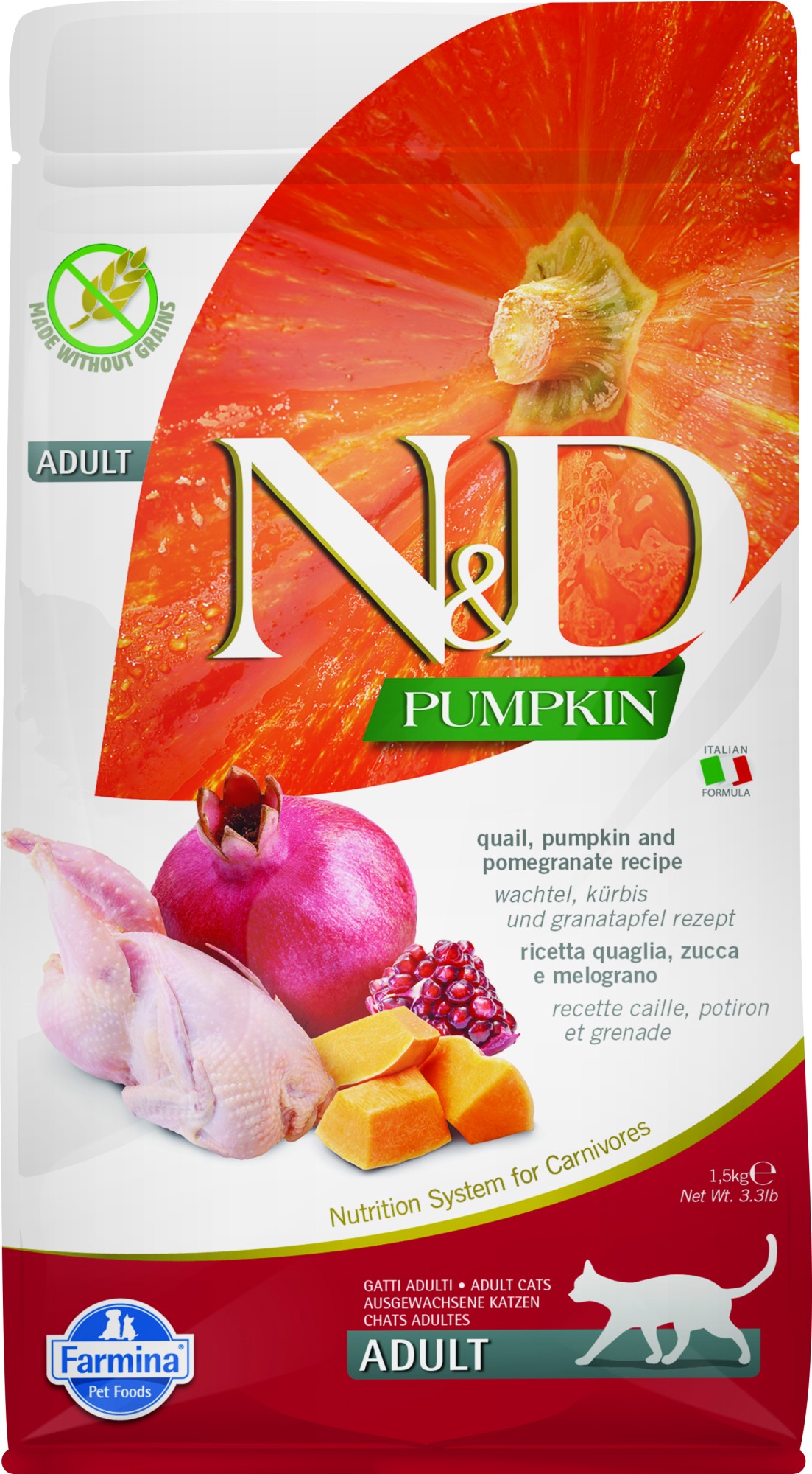 N&D Pumpkin kattenvoeding Kwartel 1,5 kg