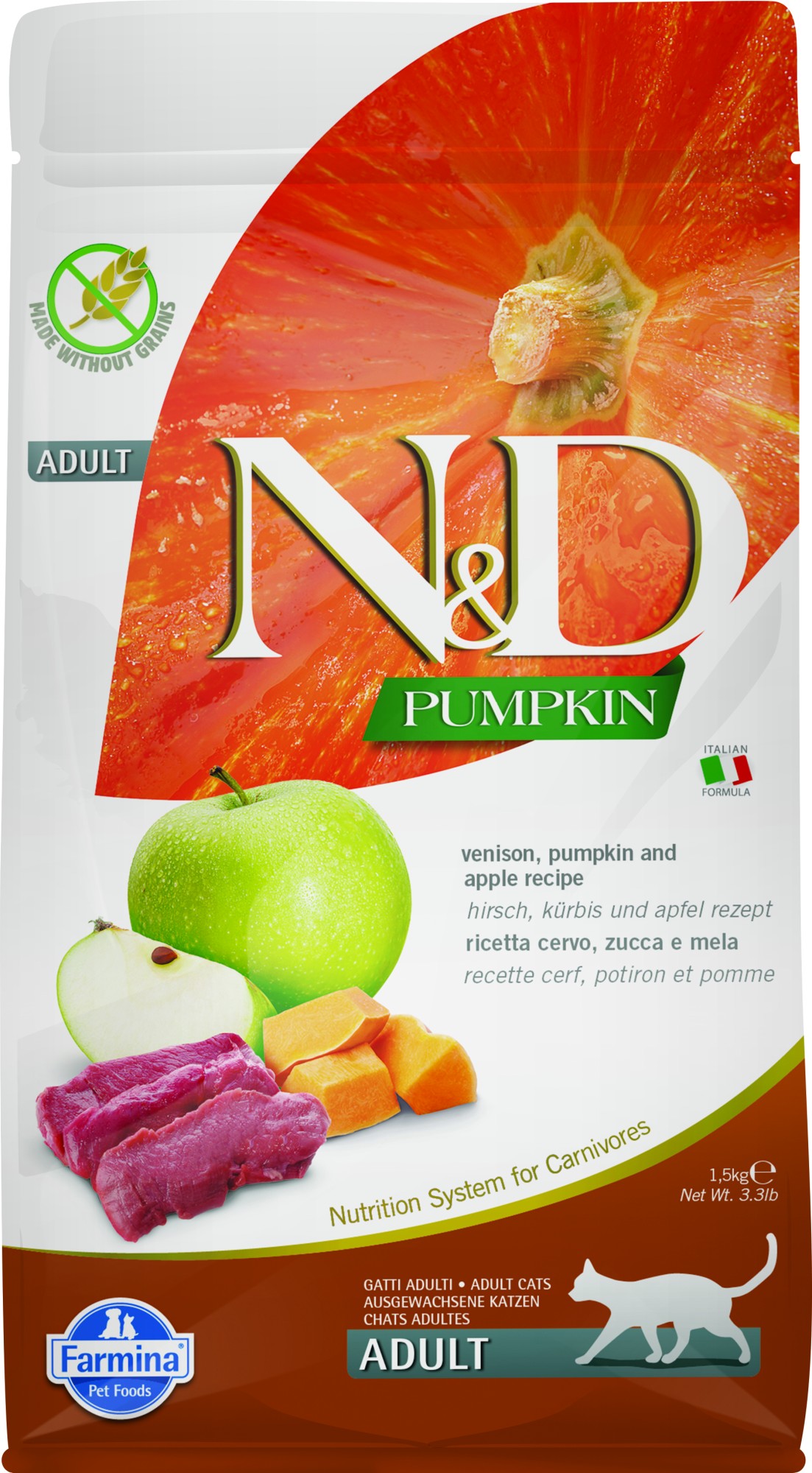 N&D Pumpkin kattenvoeding Hert 1,5 kg