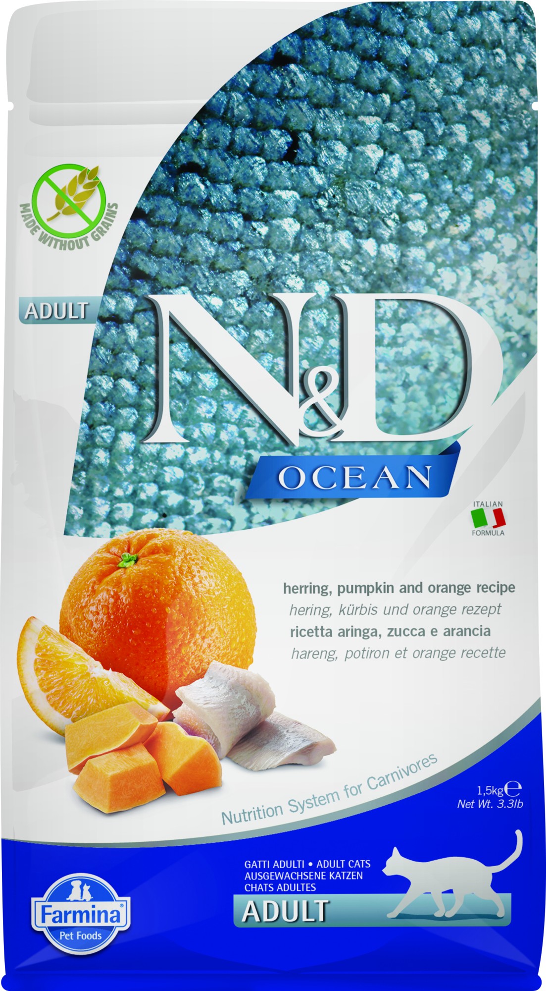 N&D Ocean kattenvoeding Haring met Pompoen 1,5 kg
