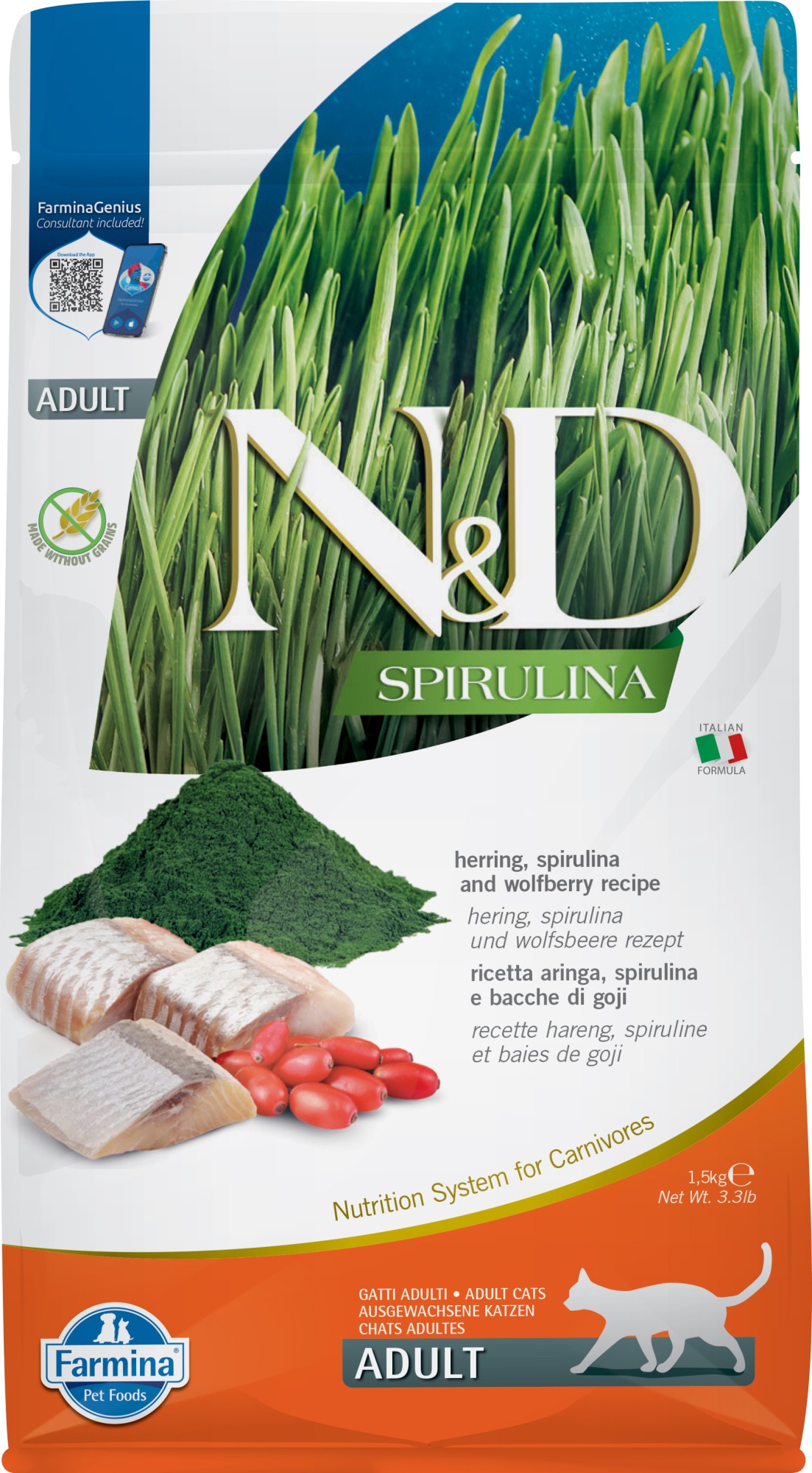N&D Spirulina kattenvoeding Haring 1,5 kg