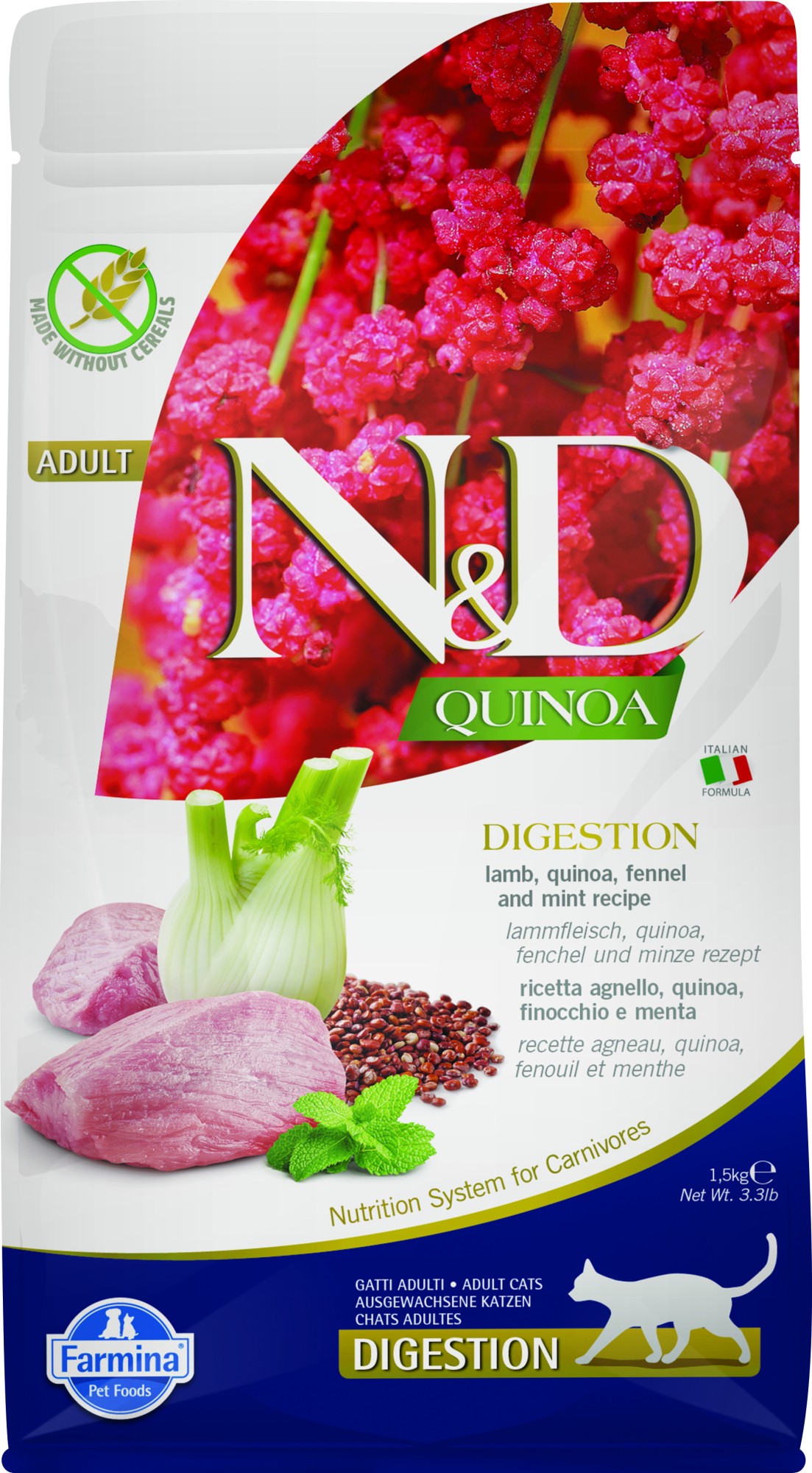 N&D Quinoa kattenvoeding Digestion Lam 1,5 kg