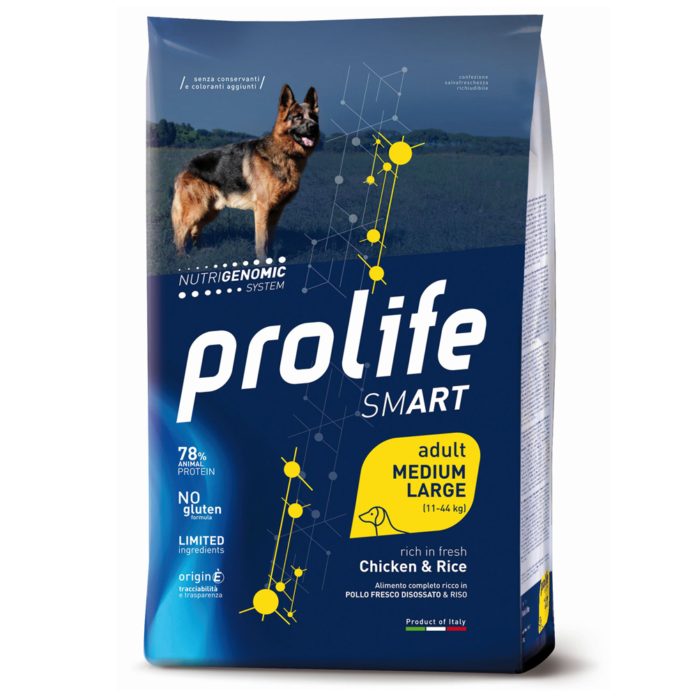 Prolife 12kg Kip & Rijst Smart Adult Middelgroot/ Groot Ras  Droge Honden