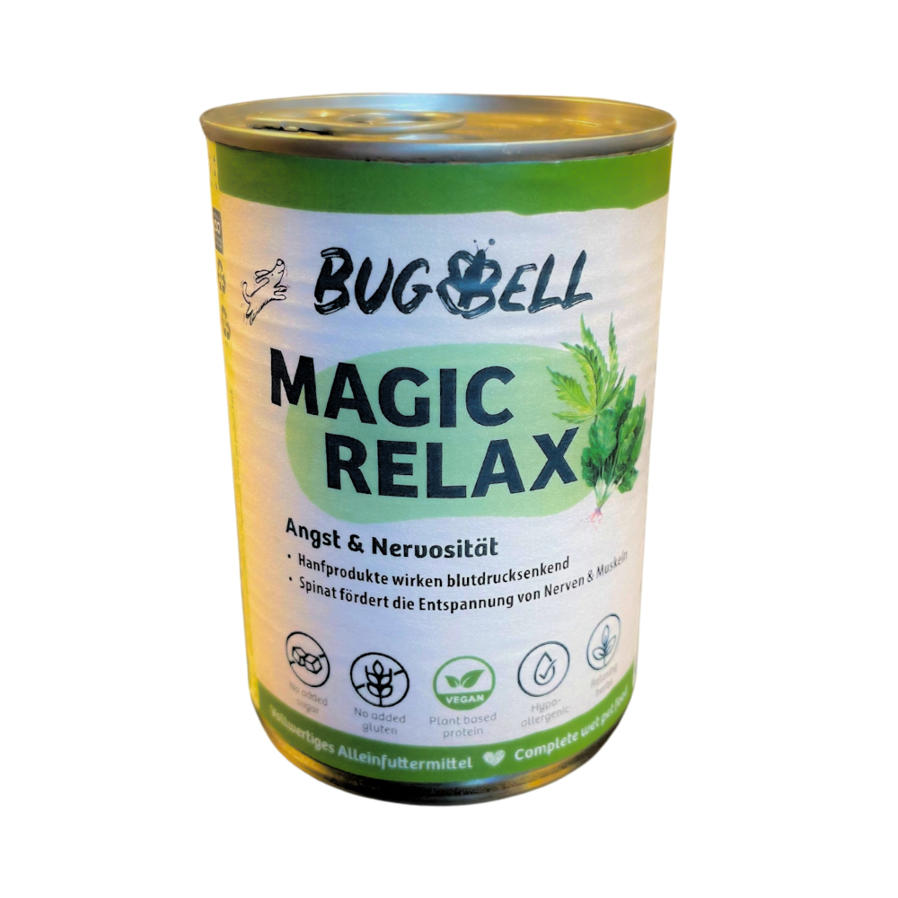 BugBell Voordeelpakket: 24x400g  veganistische menu's Magic Relax nat hondenvoer