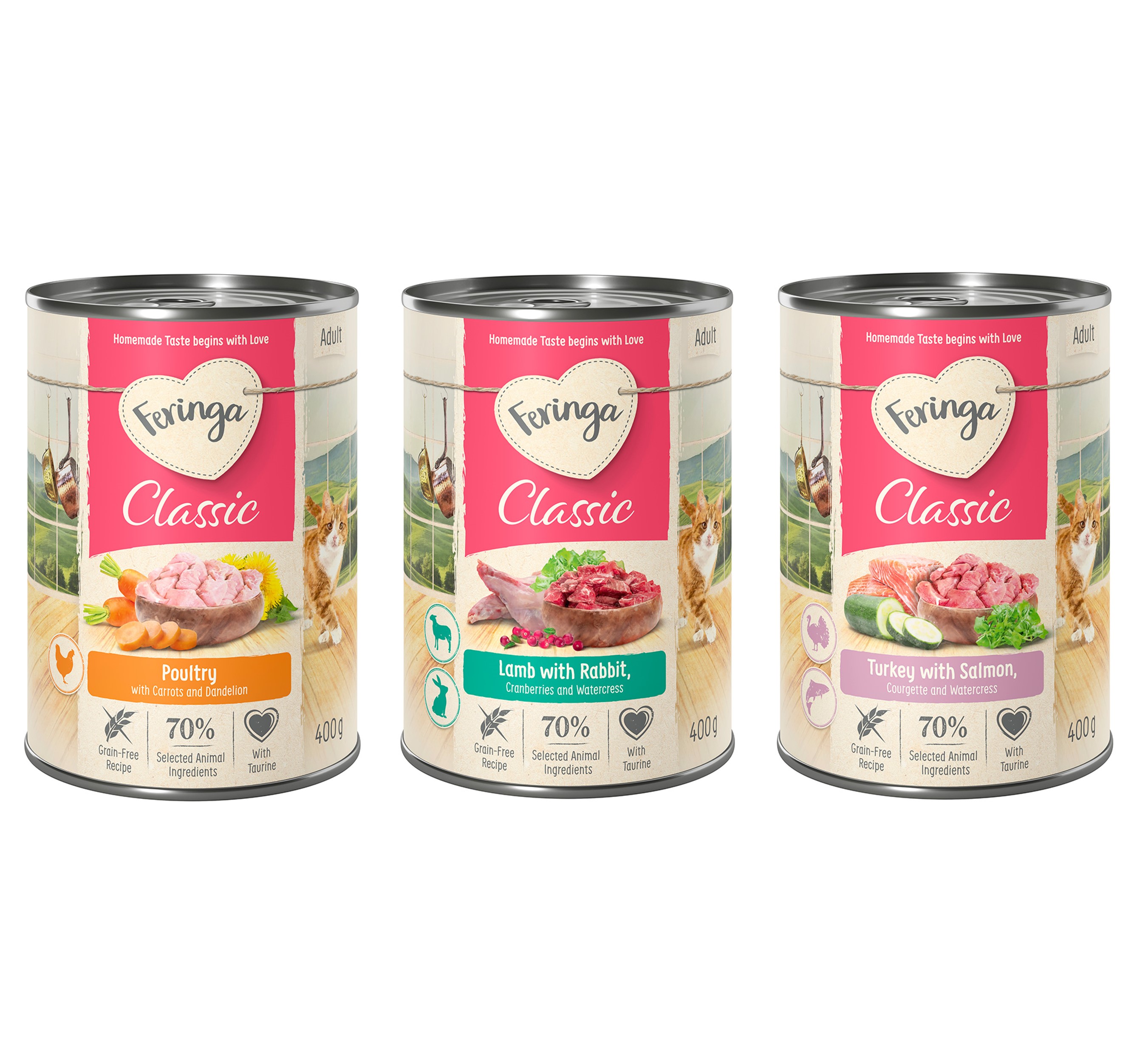 Feringa 6x400g Classic Meat Mixpakket 4 (3 Smaken)  Kattenvoer