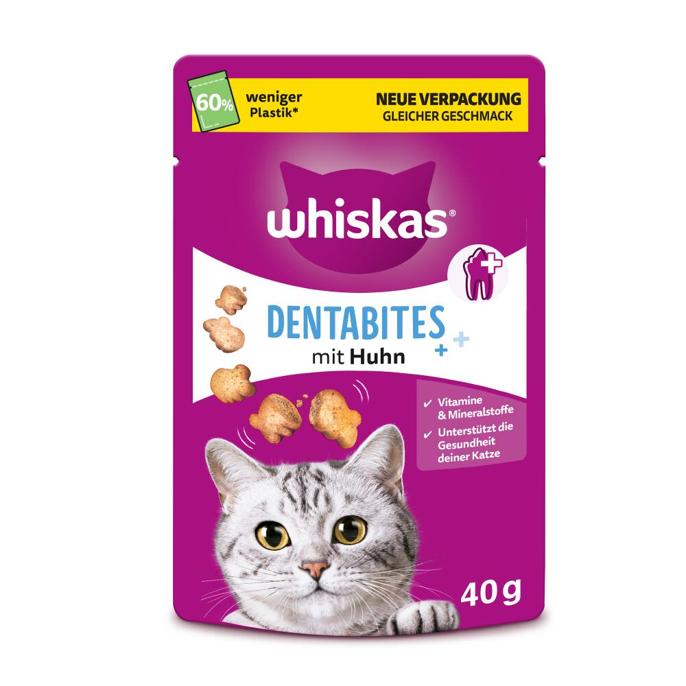 Whiskas Dentabites - Voordeelpakket met Kip (6 x 40 g)