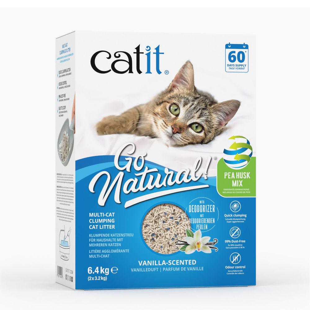 Catit Dubbelpak: 2x6.4kg  Go Natural! Erwt + bentoniet vanille kattenbakvulling