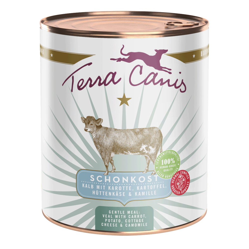 Terra Canis First Aid Schonkost Hondenvoer  6 x 800 g - Kalf met Wortel, Venkel, Hüttenkäse & Kamille