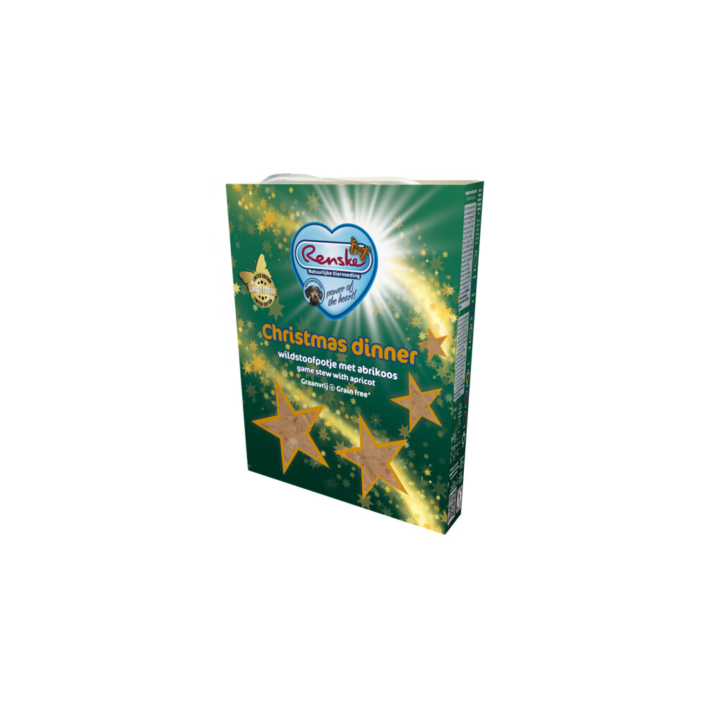 Renske Hondenvoer Nat Vers Gestoomd Adult Graanvrij Eend&Hert Kerst Limited 395 gr