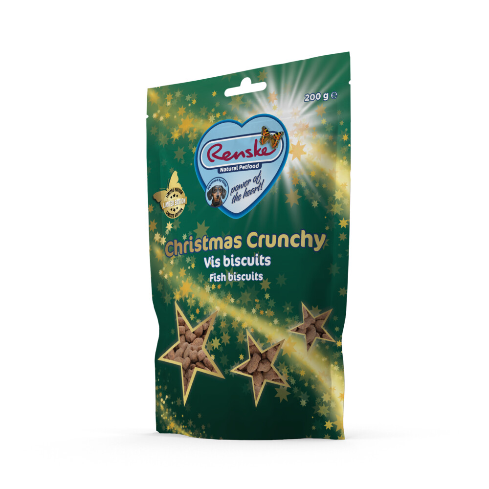 Renske Hondensnack Gezonde Beloning Hond Kerst Crunchy Zalm&Witvis&Forel 200 gr