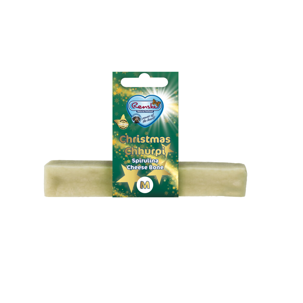 Renske Hondensnack Chhurpi Kerst Kauwkluif M Spirulina Vacht en Huid 48 gr