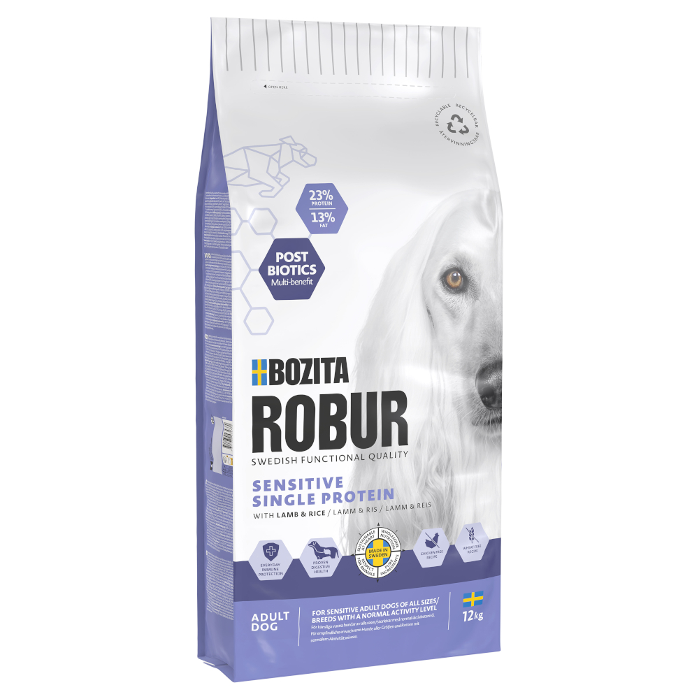 Bozita Robur Sensitive Single Protein Lam & Rijst Hondenvoer - 12 kg