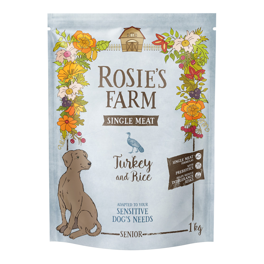 Rosie's Farm 1kg  Single Meat Senior Kalkoen met Rijst droogvoer voor honden