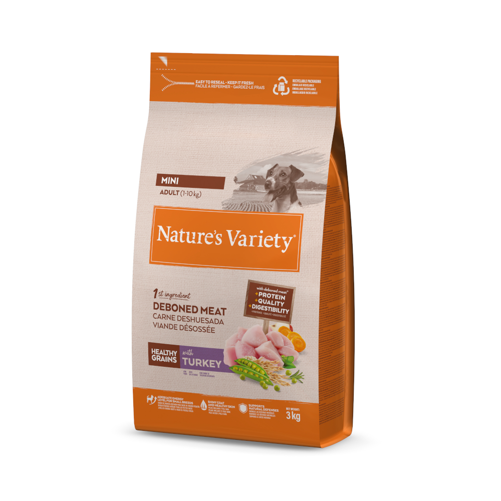 Nature’s Variety 2x3kg Nature's Variety Healthy Grains Mini Adult Kalkoen droogvoer voor honden