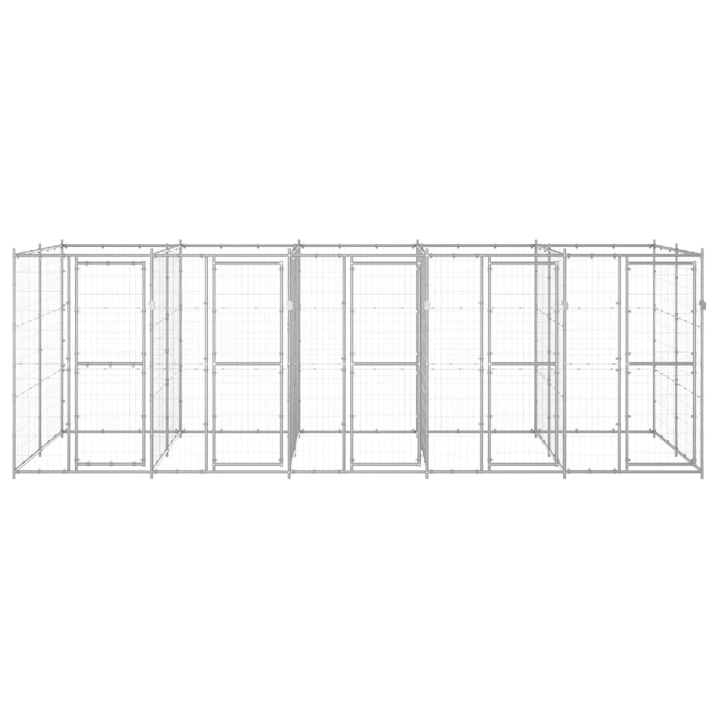 vidaXL Hondenkennel 12,1 m² gegalvaniseerd staal