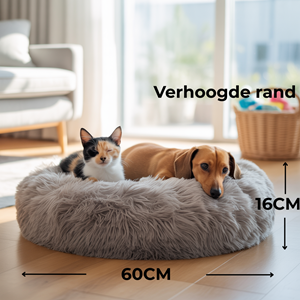 Pecco Ronde mand voor hond en kat - 60 cm - Lichtgrijs fluffy