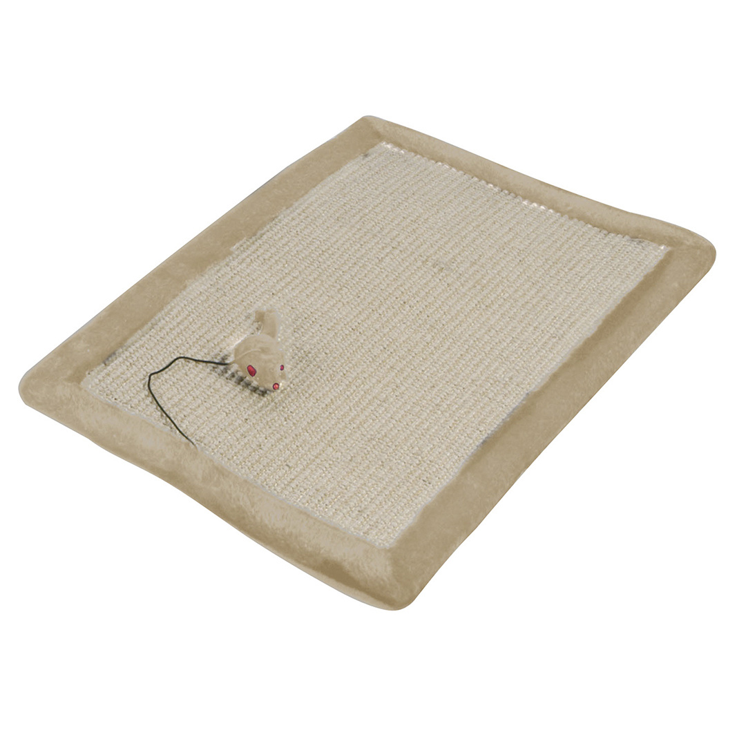 Ebi Comfort Krabmat – sisal krabmat met pluche afwerking en speelmuis voor katten – 50 × 32 cm