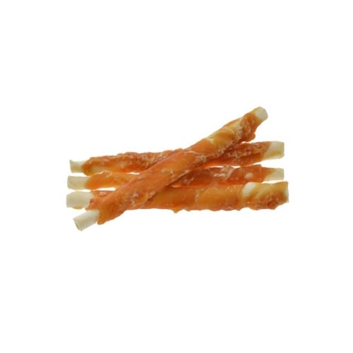 Zoolekker Rawhide stick met kip 12 cm - hondensnack van buffelhuid en kip, verpakkingen 100 g, 400 g en 1 kg 1KG