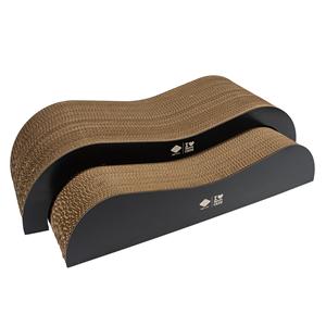 D&D Home KaKartonnen Krablounge ARCHIE – tweedelige kattenkrabplank en lounge van golfkarton met MDF zijkanten – 75 &times; 18,5 &times; 25 cm – Bruin/Zwart & Bruin/Beigertonnen krablounge 