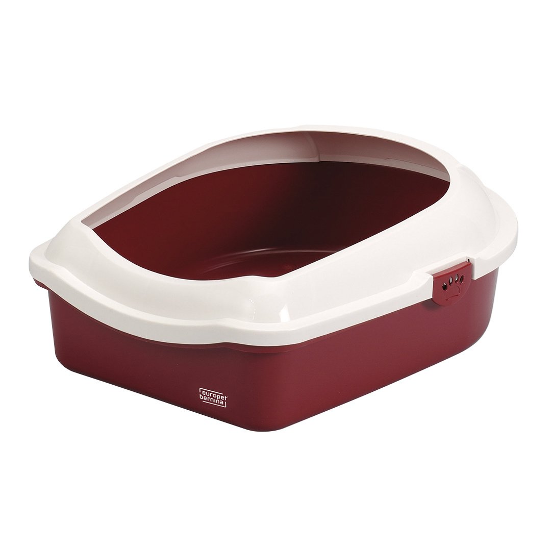 Ebi Open kattentoilet Space wit/rood met anti-mors rand en antislipvoetjes – maten M & L M - 43x56x14cm