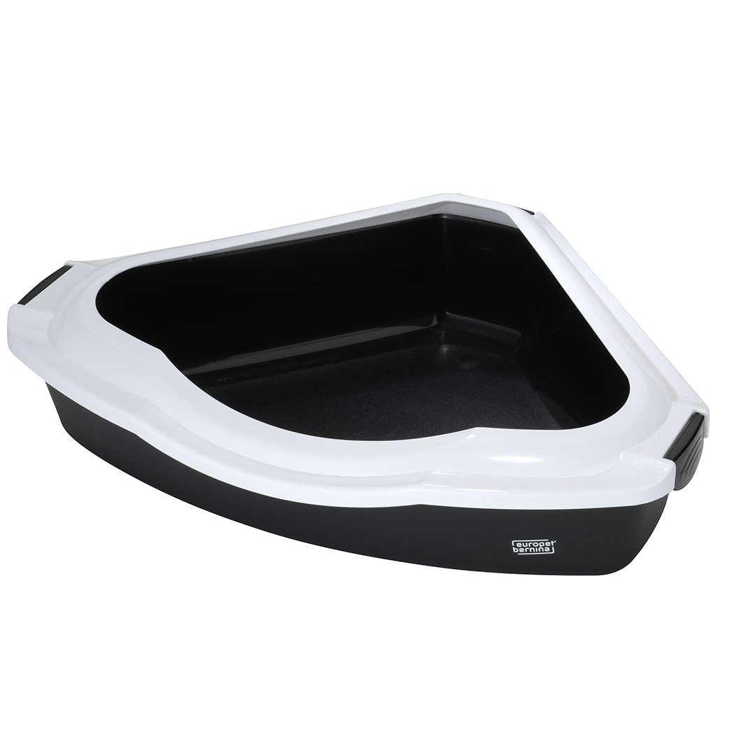 Ebi Open kattentoilet Spectra wit/zwart met anti-mors rand en antislipvoetjes – formaat M, 38×56×14 cm