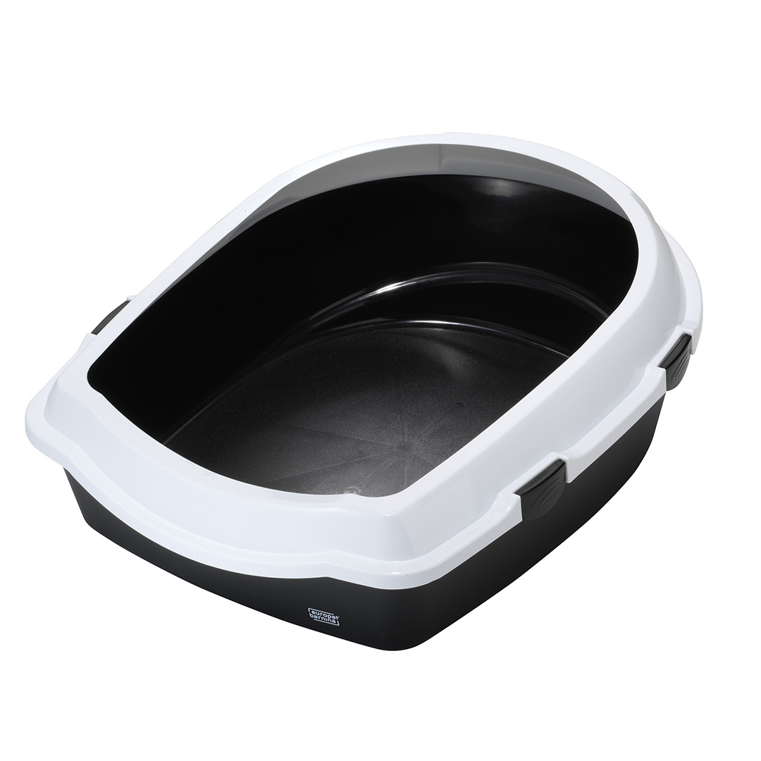 Ebi Open kattentoilet Space wit/zwart met anti-mors rand en antislipvoetjes – maten M & L L - 56x70x27cm