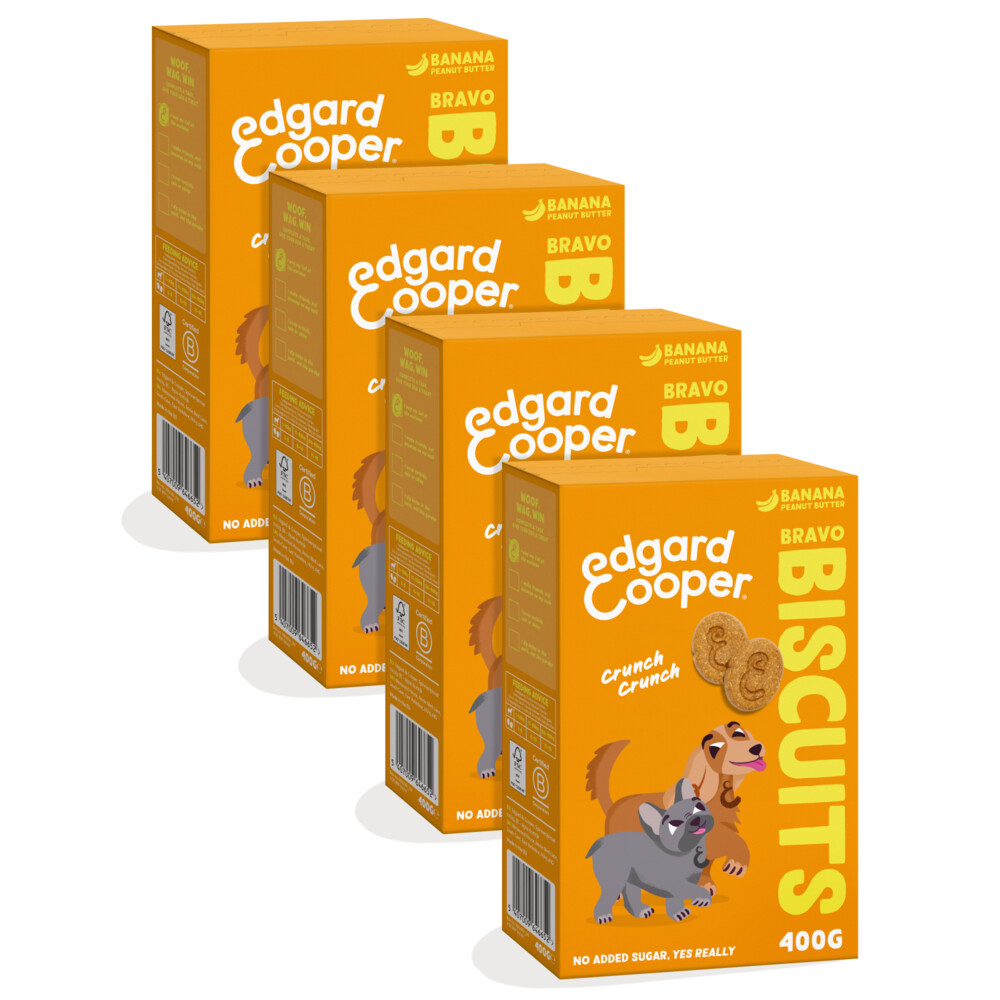 Edgard&Cooper 4x  Adult Biscuit Banaan&Pinda 400 gr