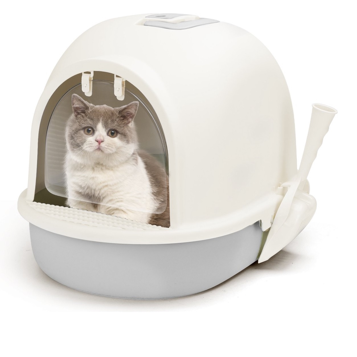 Nobleza Gesloten kattenbak met schepje - Maat L - Grijs