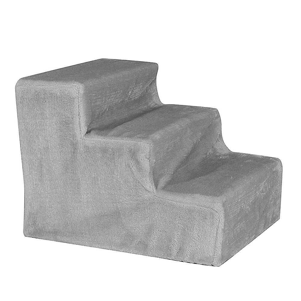 Lionto huisdierentrap met pluche hoes lichtgrijs 46x36x4cm