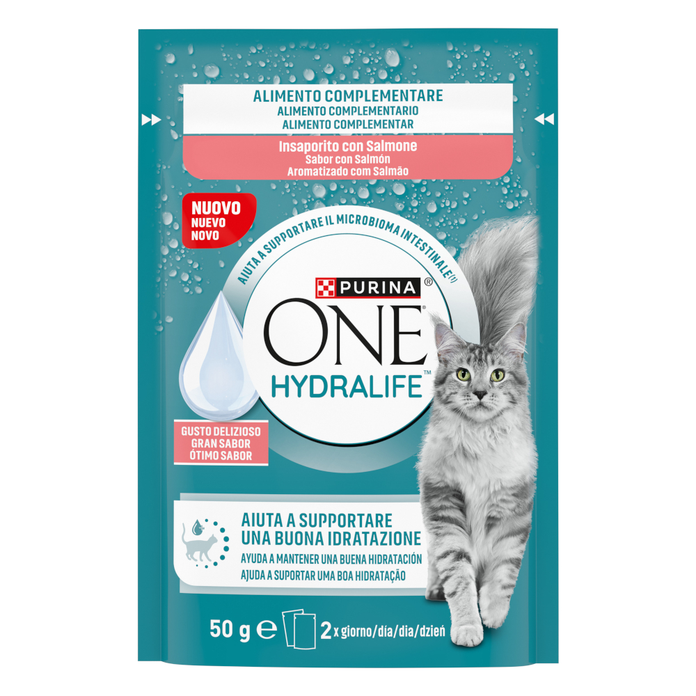 Purina One 12x 50g  Hydralife kat vloeibaar zalmsmaak natvoer voor katten