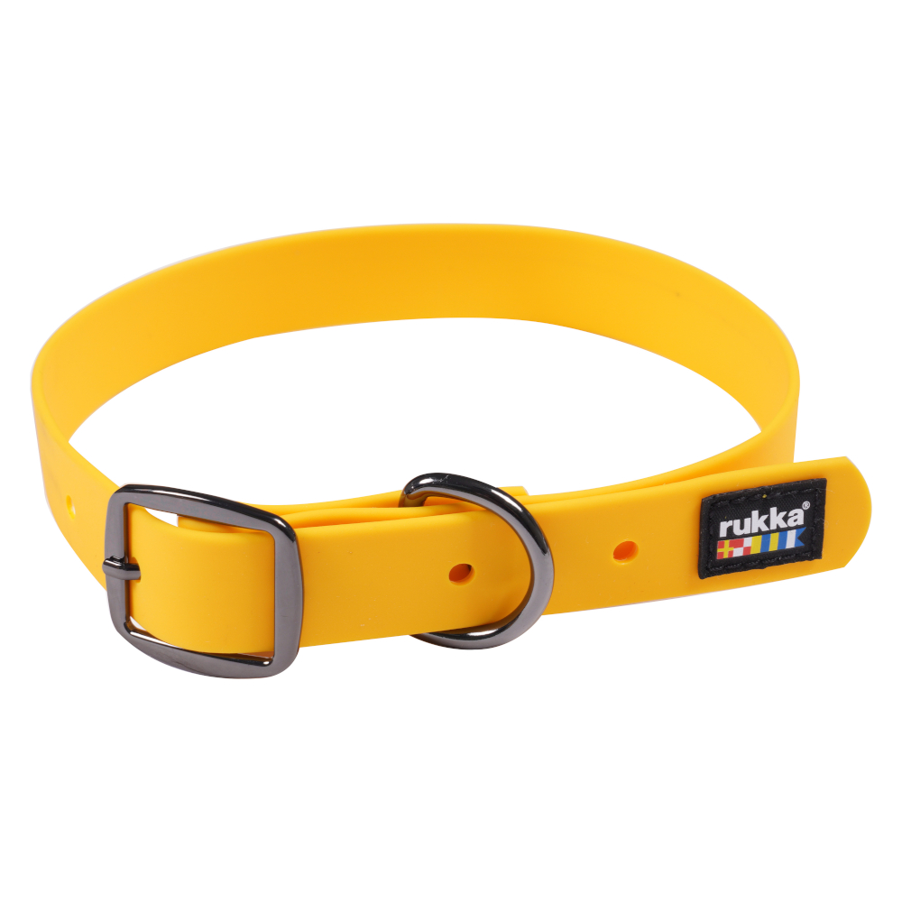 Rukka Pets Rukka Biodipro halsband, geel maat L 45-55cm nekomtrek, 30mm breed hond