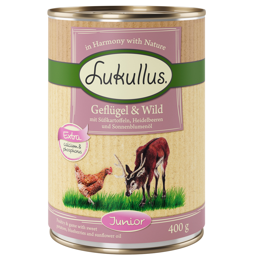 Lukullus 6x400g Junior Gevogelte & Wild  Hondenvoer