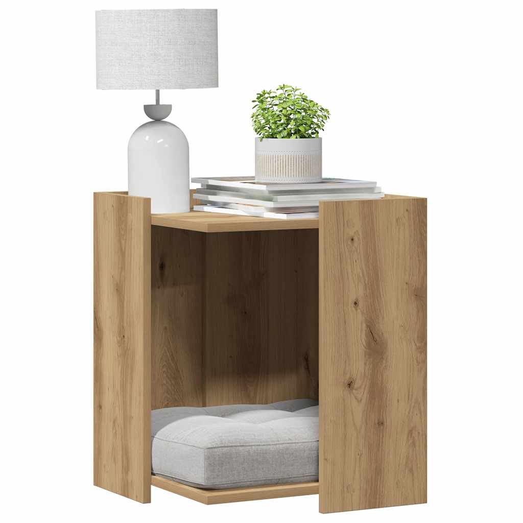 vidaXL Kattenbakkast 42x42x51 cm bewerkt hout artisanaal eikenkleurig