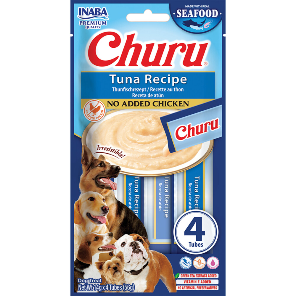 Inaba Hondensnack Churu Puree Dog Fish Tuna 4 x 14 gr