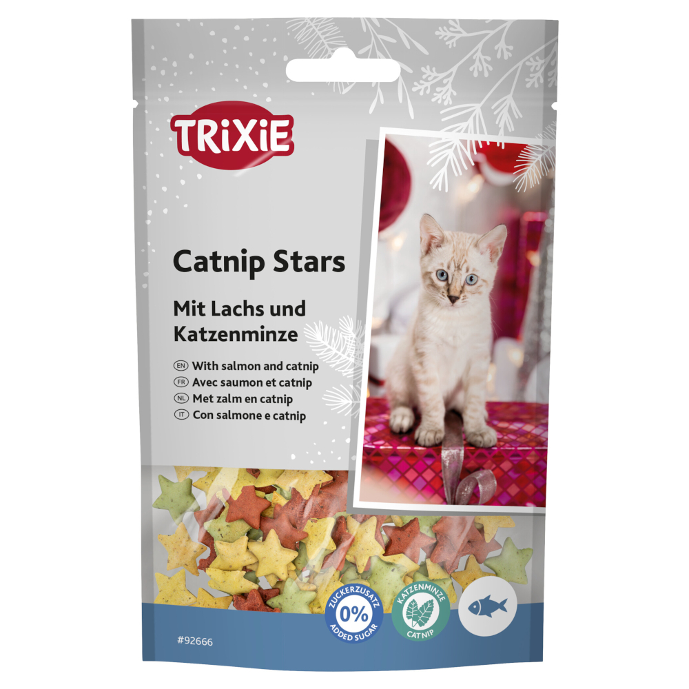 TRIXIE 50g  Xmas Catnip Stars met zalm en kattenkruid kattensnacks