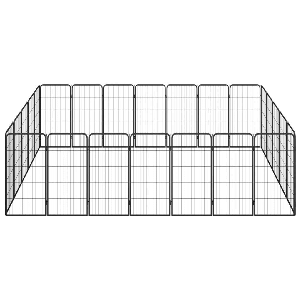 vidaXL Hondenkennel 24 panelen 50 x 100 cm gepoedercoat staal zwart