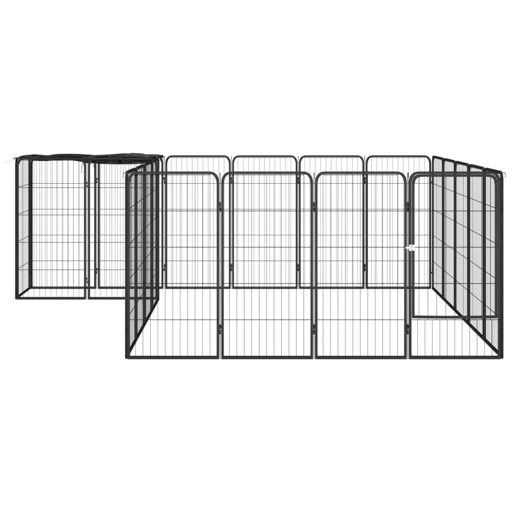vidaXL Hondenkennel 22 panelen 50x100 cm gepoedercoat staal zwart