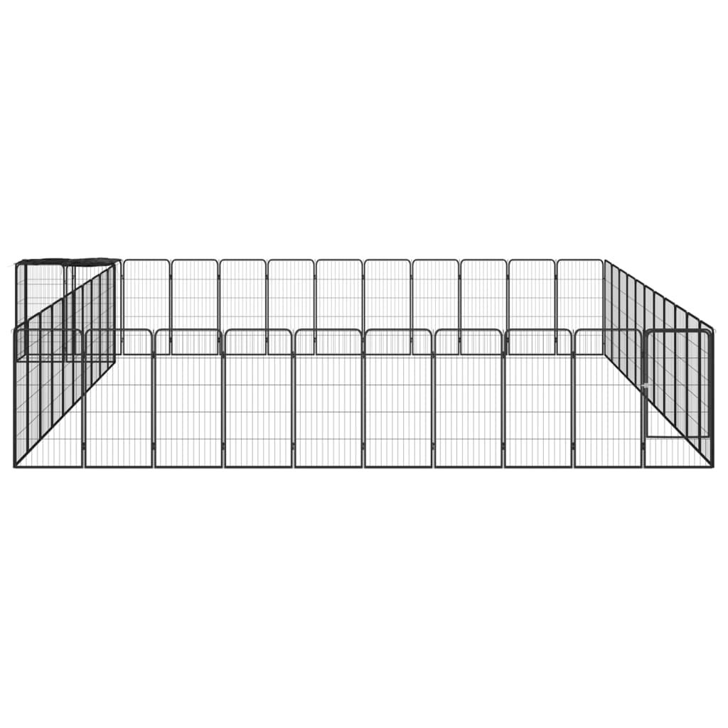 vidaXL Hondenkennel 46 panelen 50x100 cm gepoedercoat staal zwart